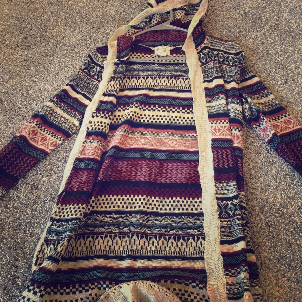 Hippie rose cardigan w/ hood
